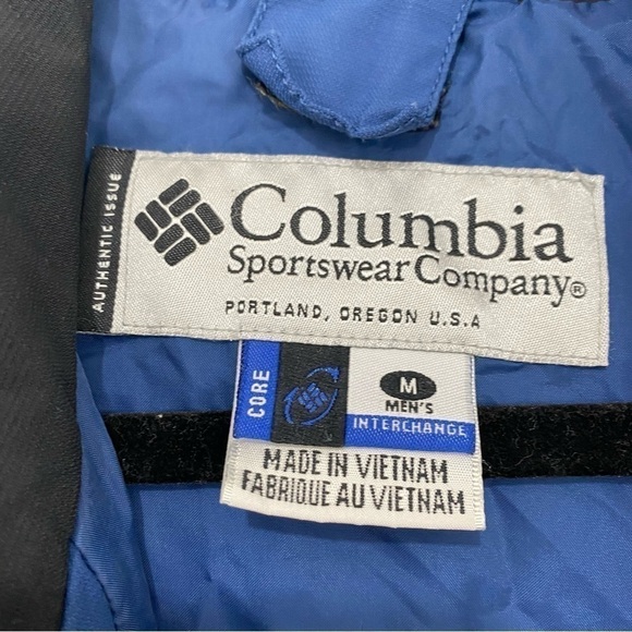Columbia Mens Size Medium Blue Black Core Zip Jacket Hooded Windbreaker Pockets - Picture 10 of 16